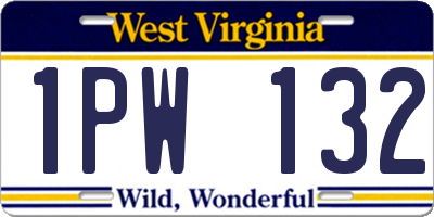 WV license plate 1PW132