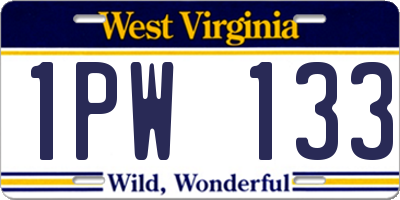 WV license plate 1PW133