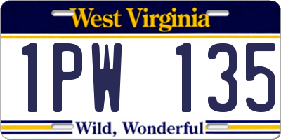 WV license plate 1PW135