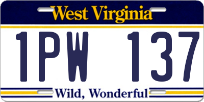 WV license plate 1PW137