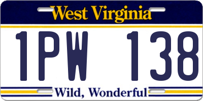 WV license plate 1PW138