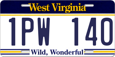 WV license plate 1PW140