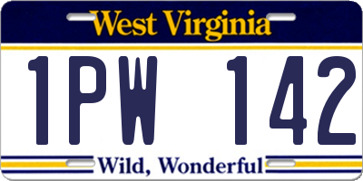 WV license plate 1PW142
