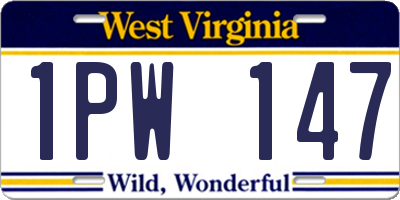WV license plate 1PW147