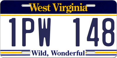 WV license plate 1PW148