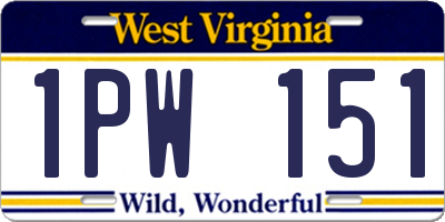 WV license plate 1PW151