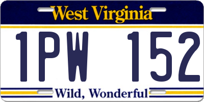 WV license plate 1PW152