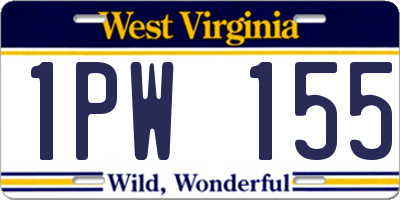 WV license plate 1PW155
