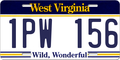 WV license plate 1PW156
