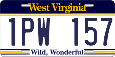WV license plate 1PW157