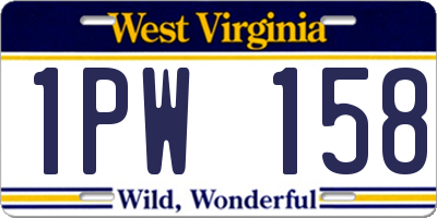 WV license plate 1PW158