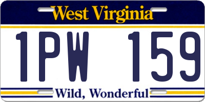WV license plate 1PW159