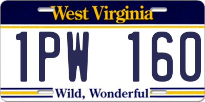 WV license plate 1PW160
