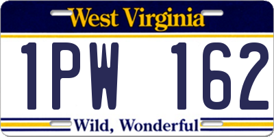 WV license plate 1PW162