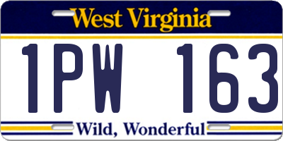 WV license plate 1PW163