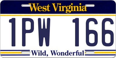 WV license plate 1PW166