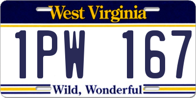 WV license plate 1PW167