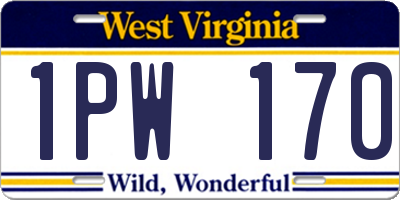 WV license plate 1PW170