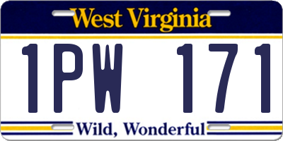 WV license plate 1PW171