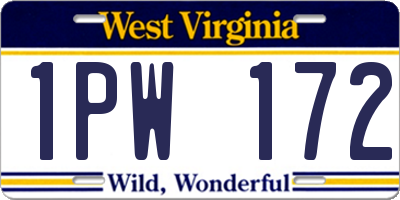 WV license plate 1PW172