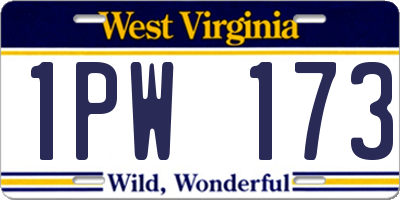 WV license plate 1PW173
