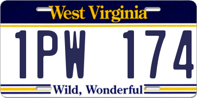 WV license plate 1PW174