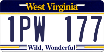 WV license plate 1PW177
