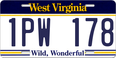 WV license plate 1PW178