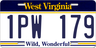 WV license plate 1PW179