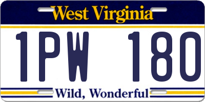WV license plate 1PW180
