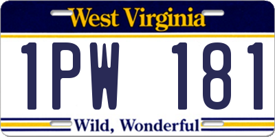 WV license plate 1PW181