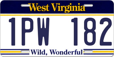 WV license plate 1PW182