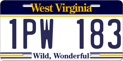 WV license plate 1PW183