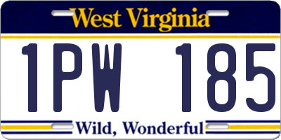 WV license plate 1PW185