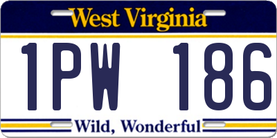 WV license plate 1PW186