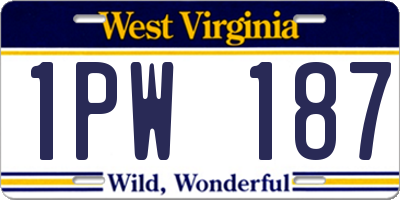 WV license plate 1PW187