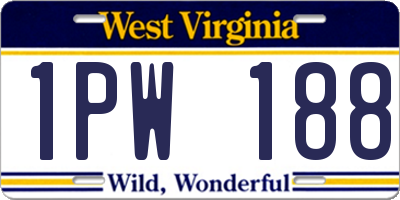 WV license plate 1PW188