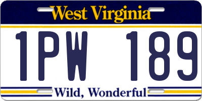 WV license plate 1PW189
