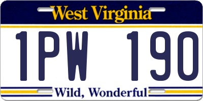 WV license plate 1PW190