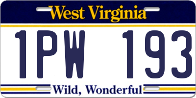 WV license plate 1PW193