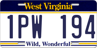 WV license plate 1PW194