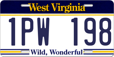 WV license plate 1PW198