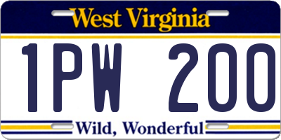 WV license plate 1PW200