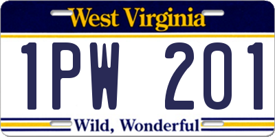 WV license plate 1PW201