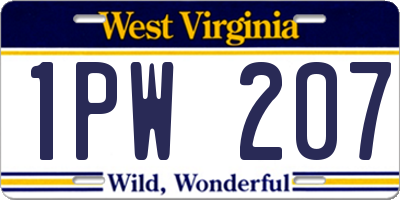 WV license plate 1PW207
