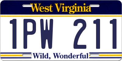 WV license plate 1PW211
