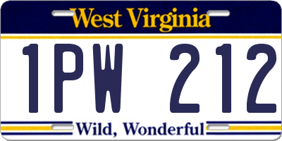 WV license plate 1PW212