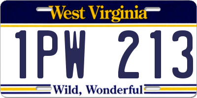 WV license plate 1PW213