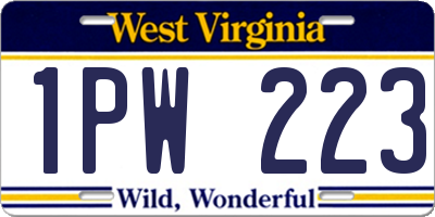 WV license plate 1PW223