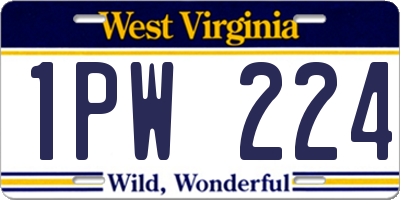 WV license plate 1PW224